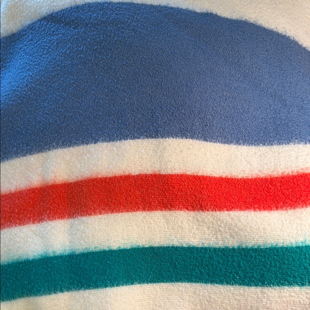 90 x 90 Chatham Hudson style‎ soft Striped Blue, Red, and Green Blanket bag B46
